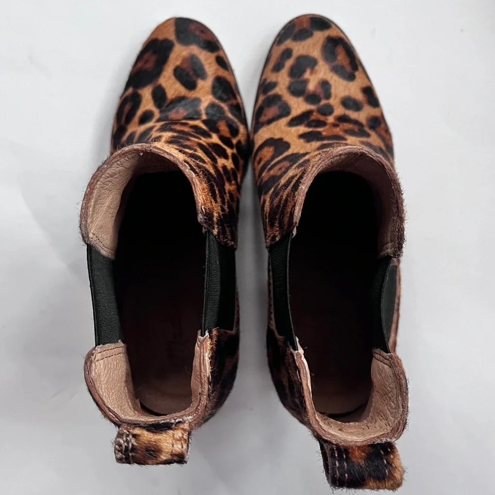 Madewell Regan Leopard Print Calf Hair Chelsea Ankle Boots Size 6